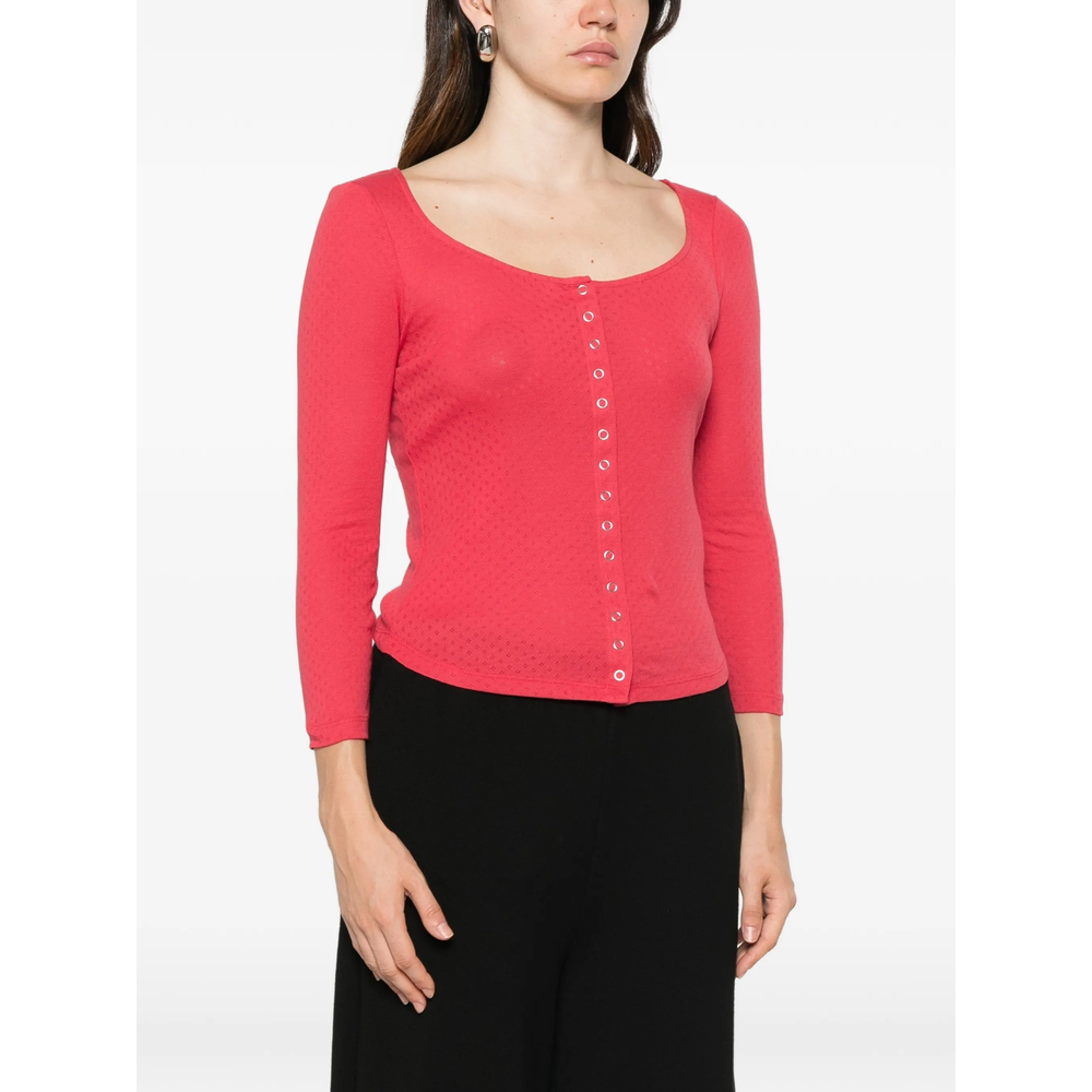 Re/Done X Hanes Pointelle-Knit Snap-Button Top