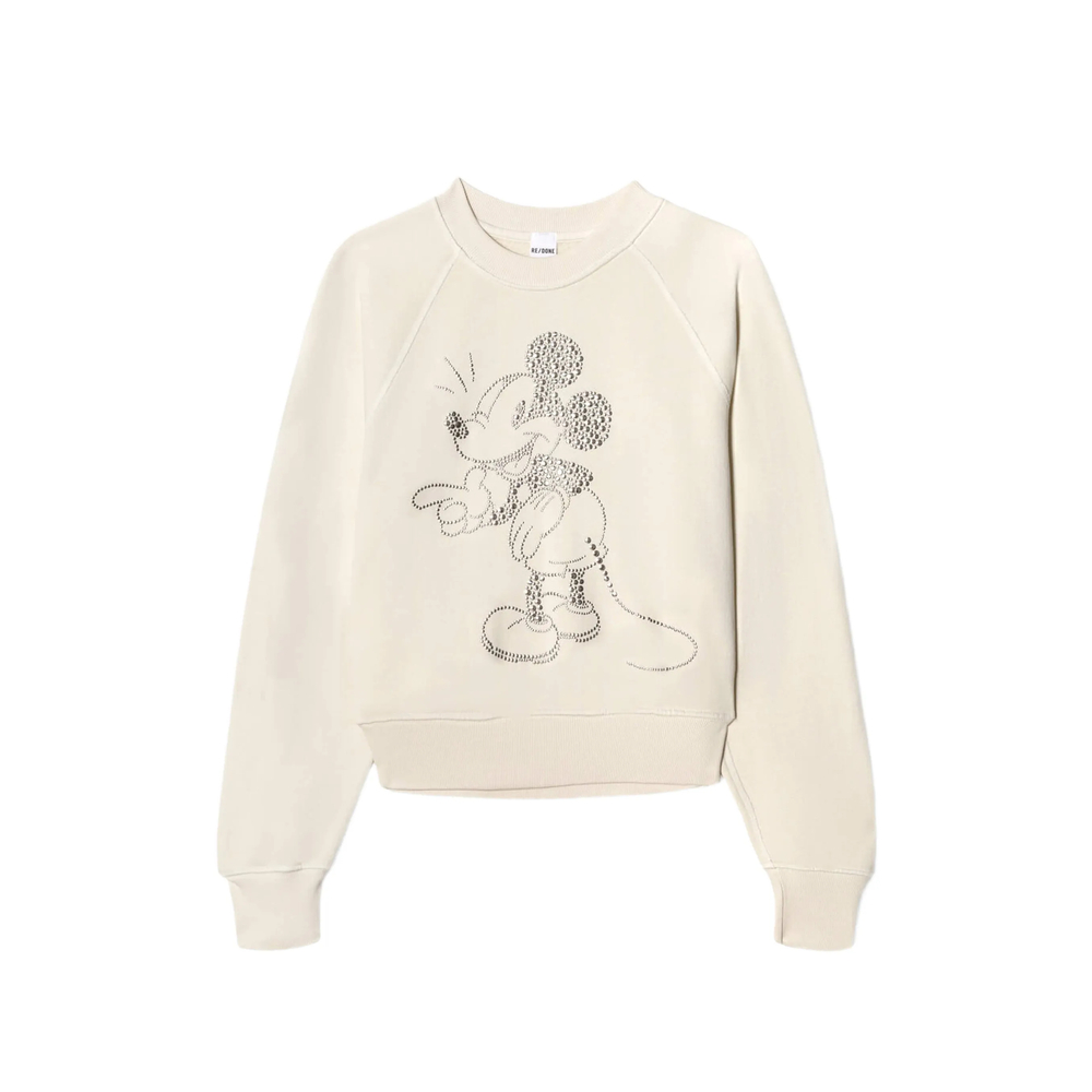 Re/done Classic Mickey Embellished Raglan-sleeve Sweater