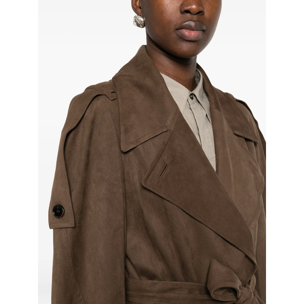 Belted Faux-Suede Coat