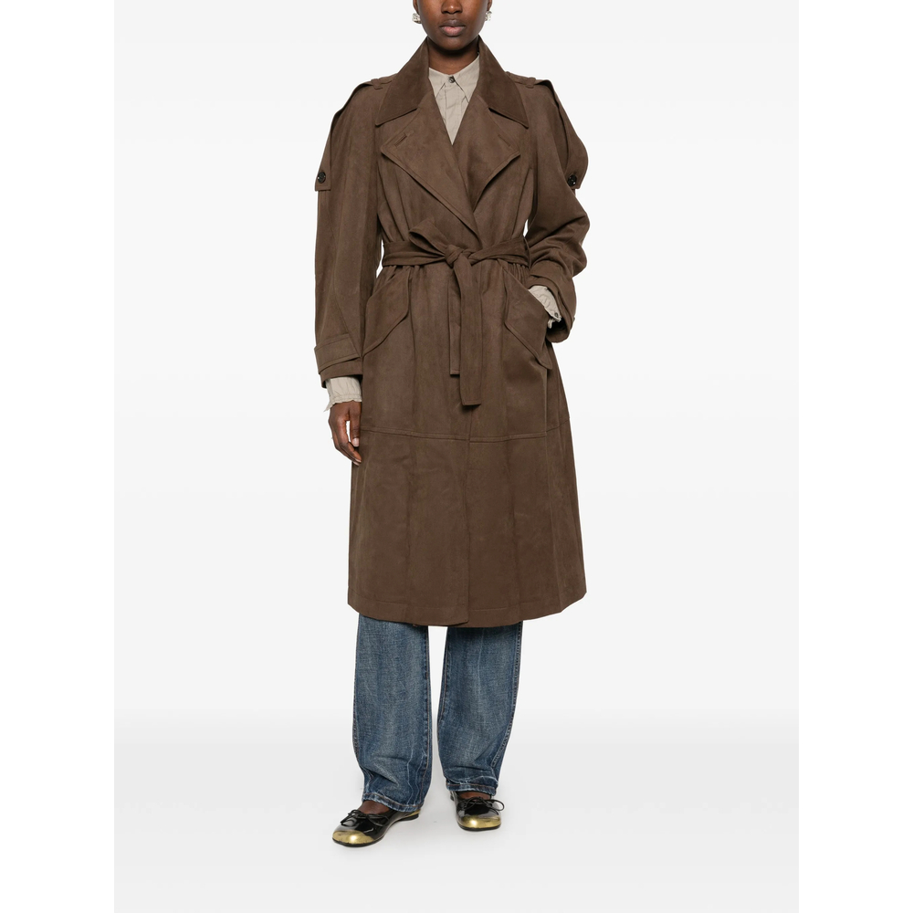 Belted Faux-Suede Coat