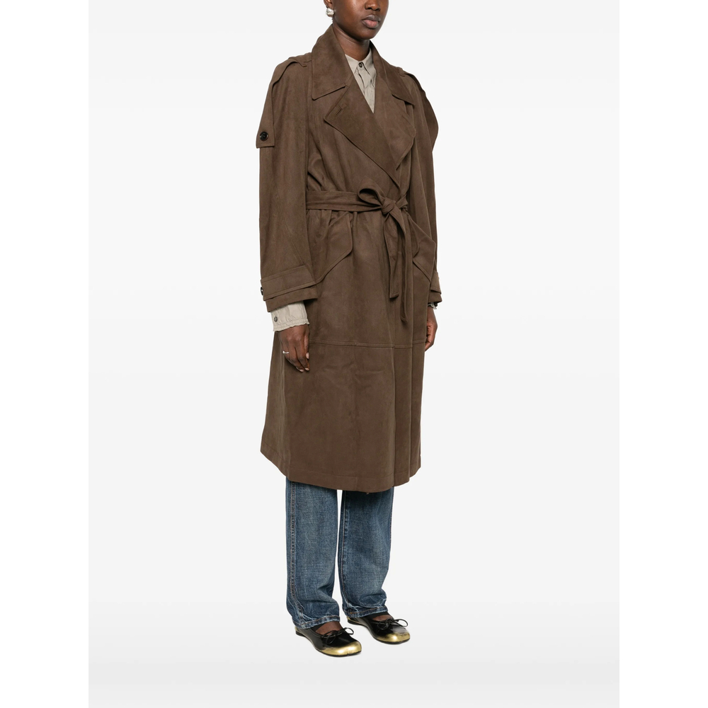 Belted Faux-Suede Coat