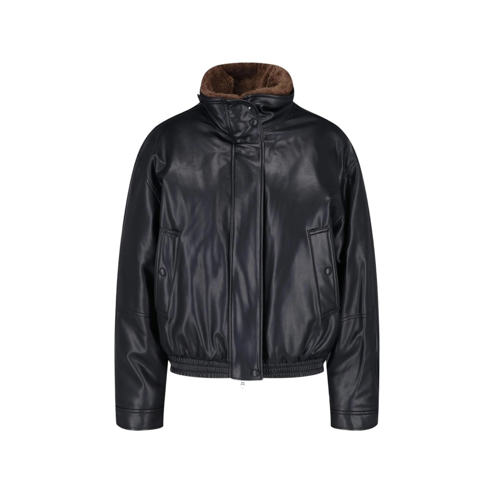 High-Neck Faux-Leather Jacket