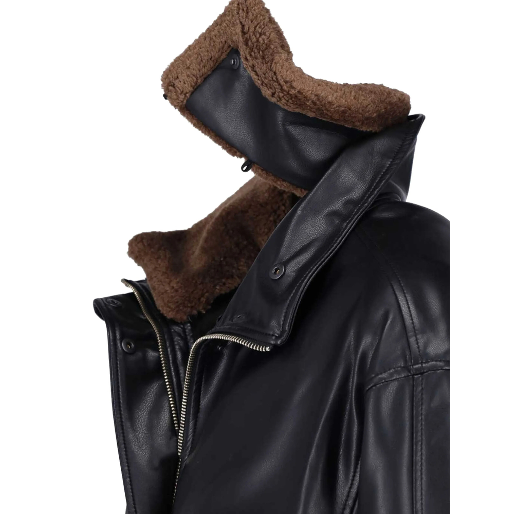 High-Neck Faux-Leather Jacket
