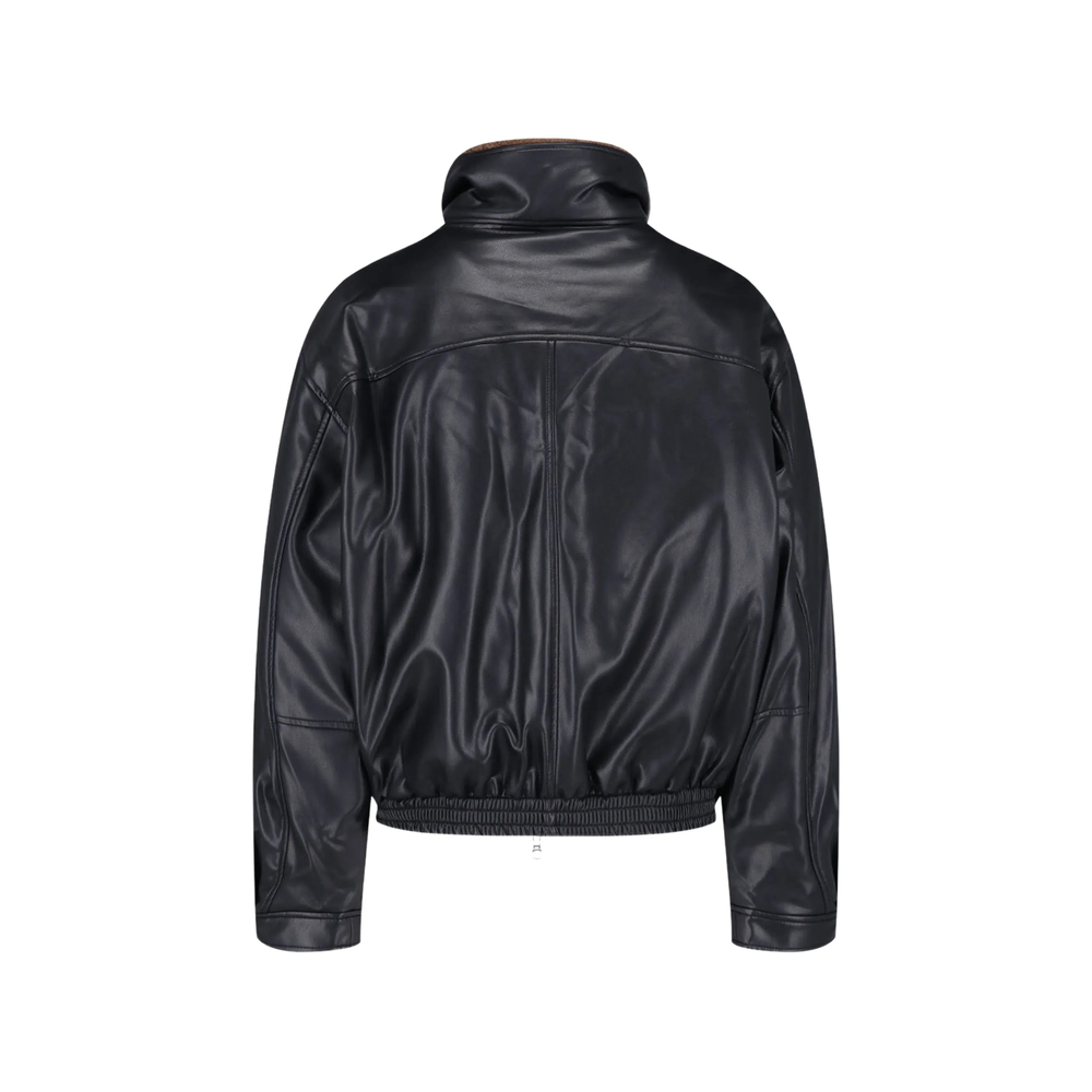 High-Neck Faux-Leather Jacket