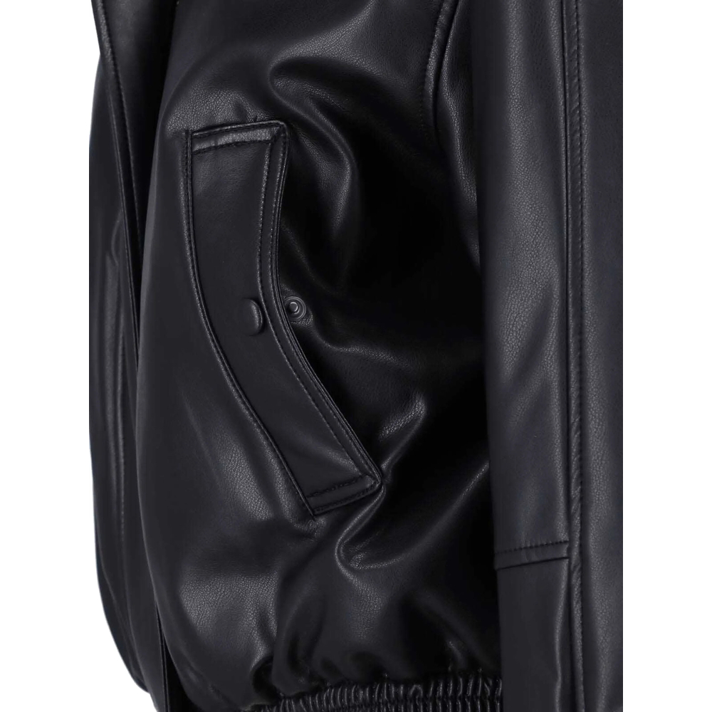 High-Neck Faux-Leather Jacket