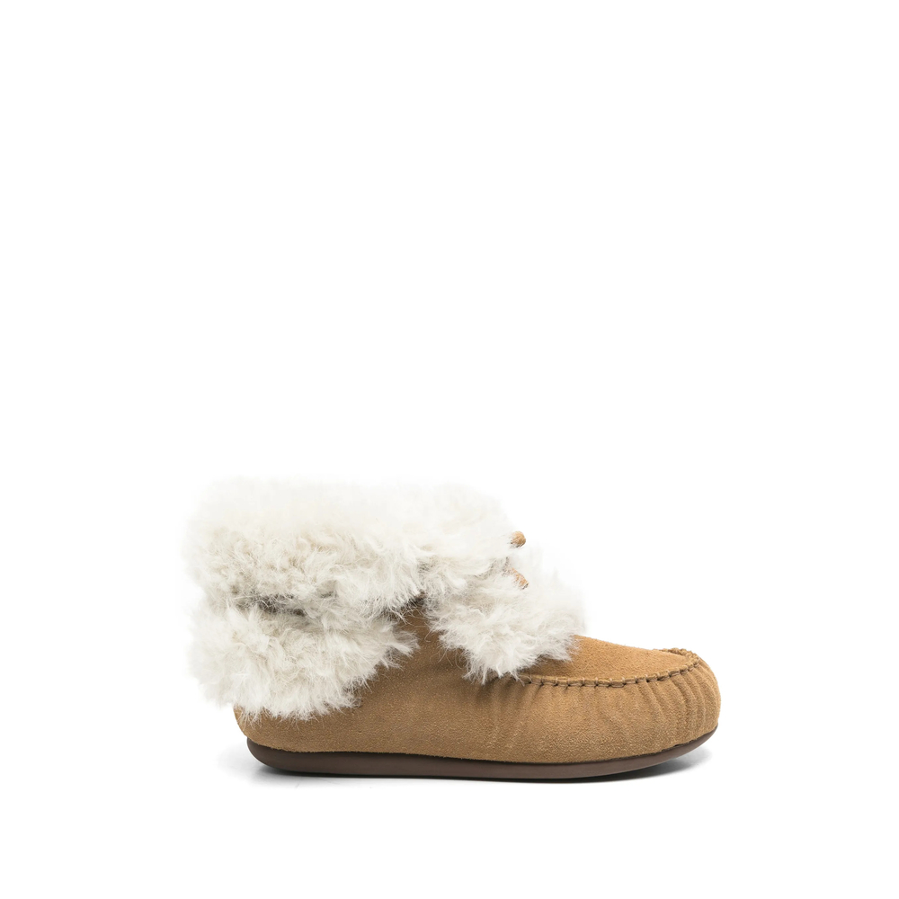 Shearling-Trim Moccasin Boots