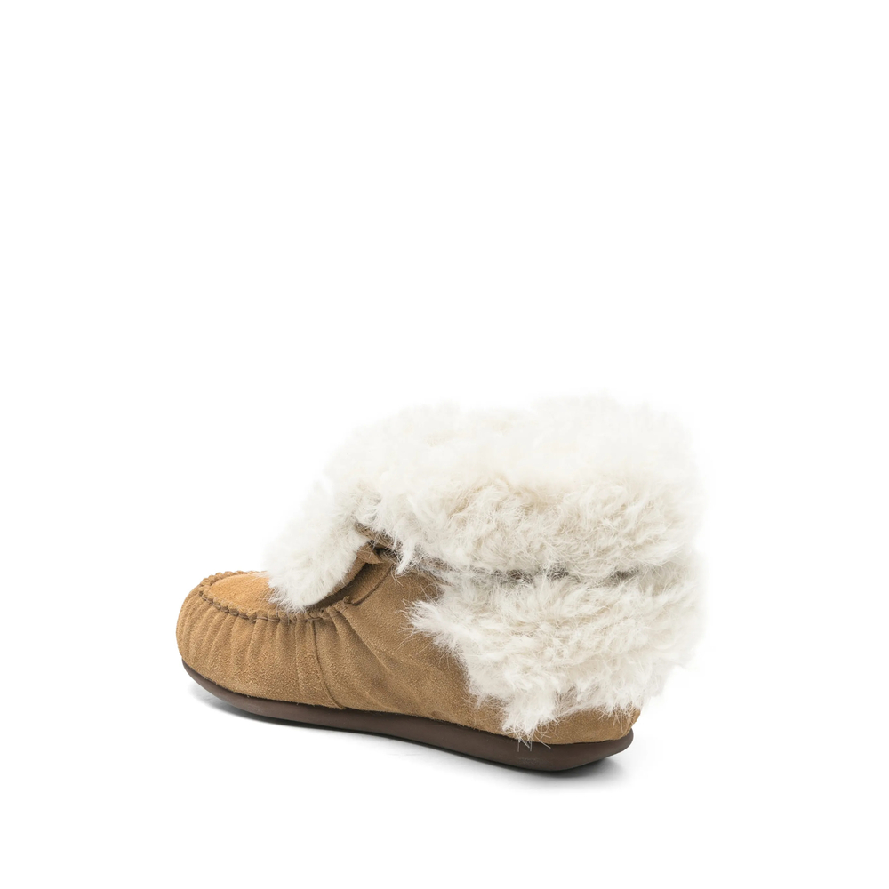 Shearling-Trim Moccasin Boots