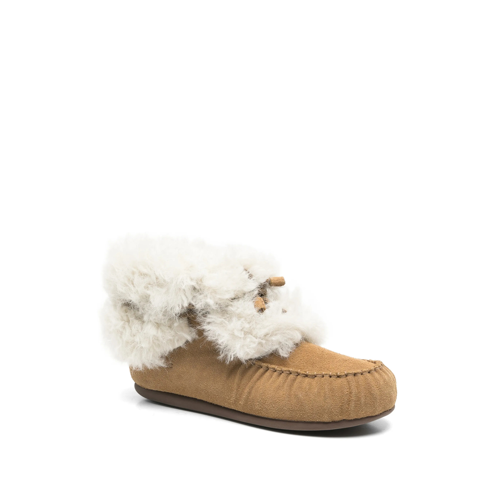 Shearling-Trim Moccasin Boots