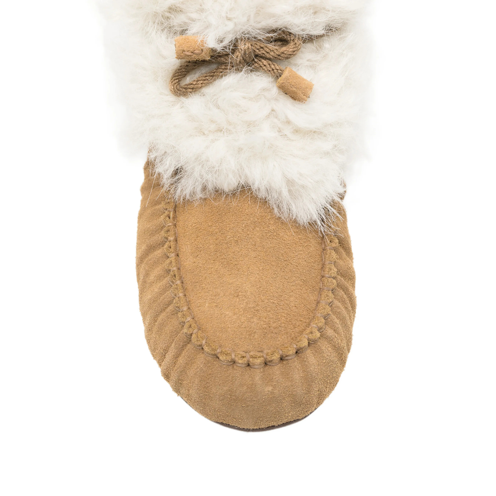 Shearling-Trim Moccasin Boots
