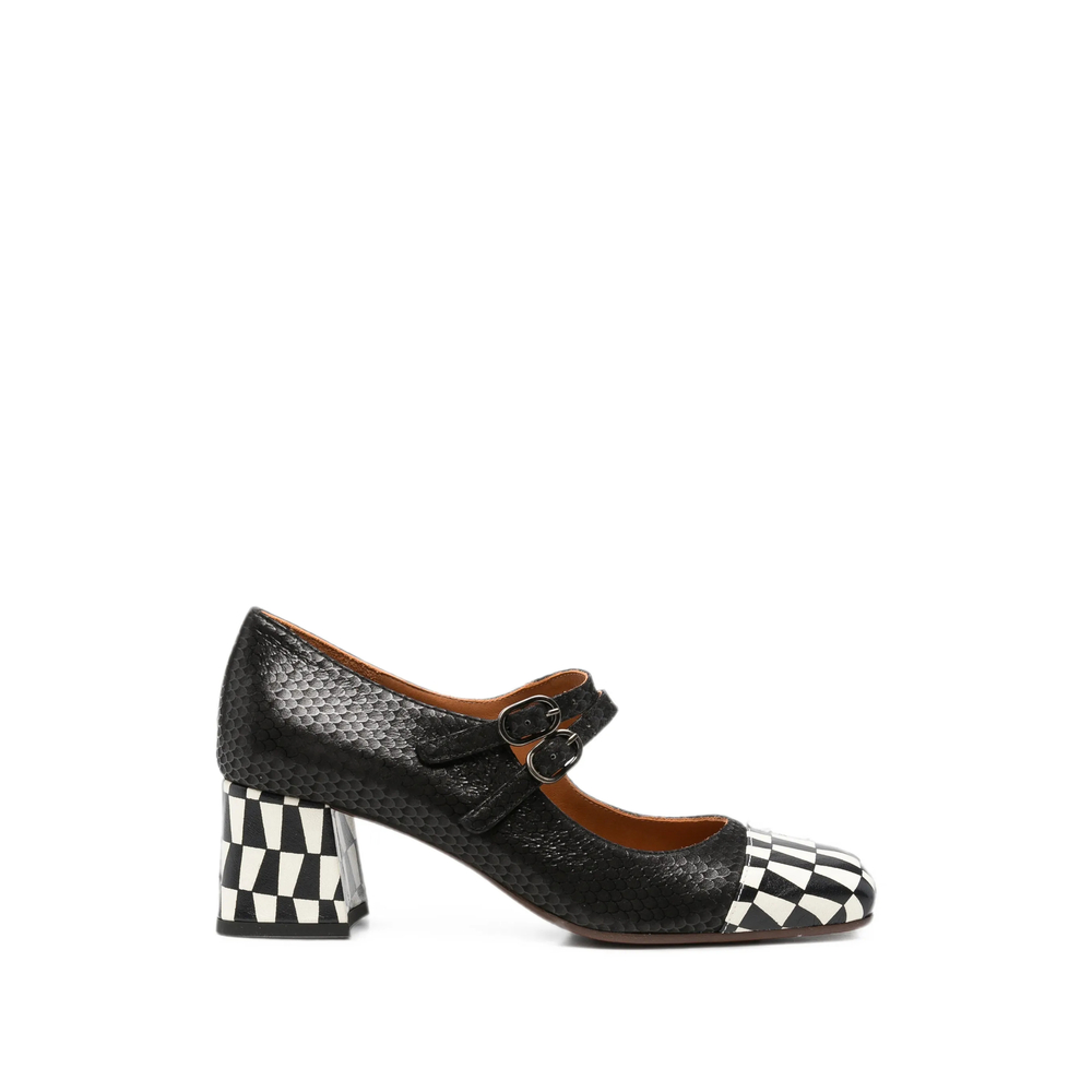 Chie Mihara Volcano Check-pattern Double-strap Pumps