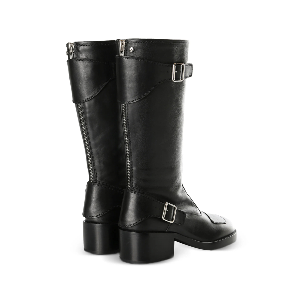 Balo Buckle-Detail Knee-High Biker Boots