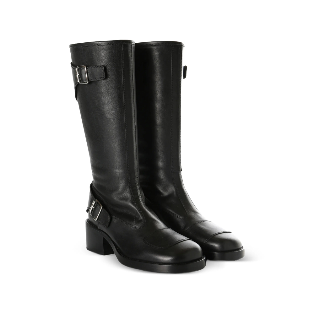 Balo Buckle-Detail Knee-High Biker Boots
