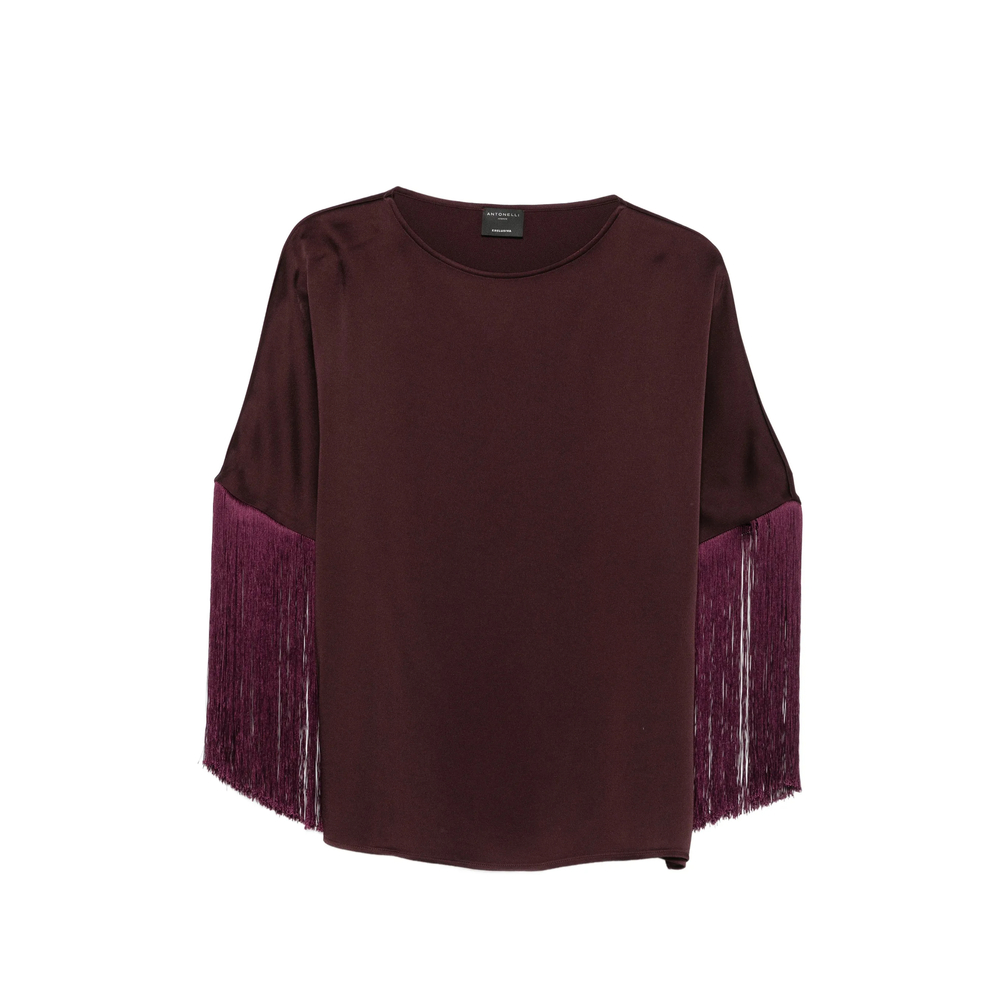 Antonelli Firenze Fringe-trimmed Long-sleeve Blouse