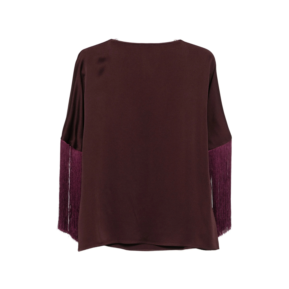 Fringe-Trimmed Long-Sleeve Blouse