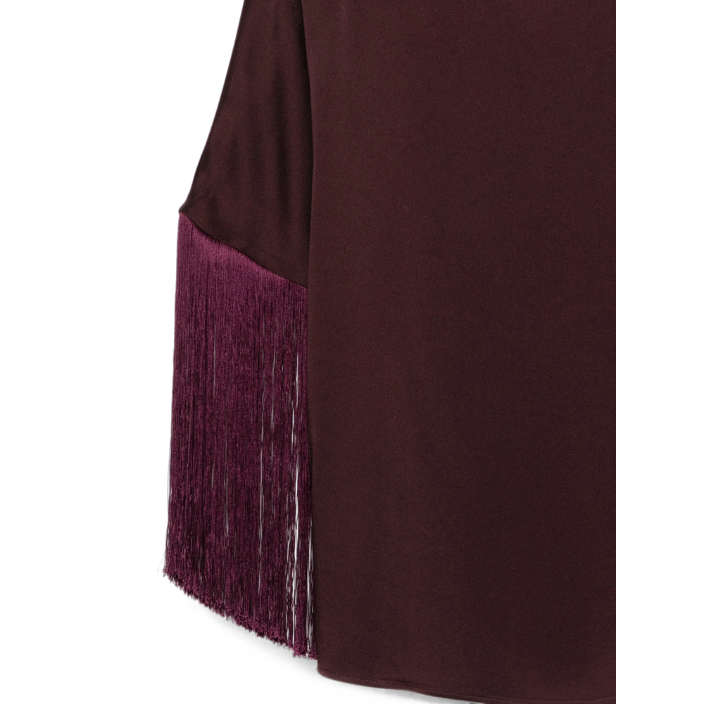 Fringe-Trimmed Long-Sleeve Blouse