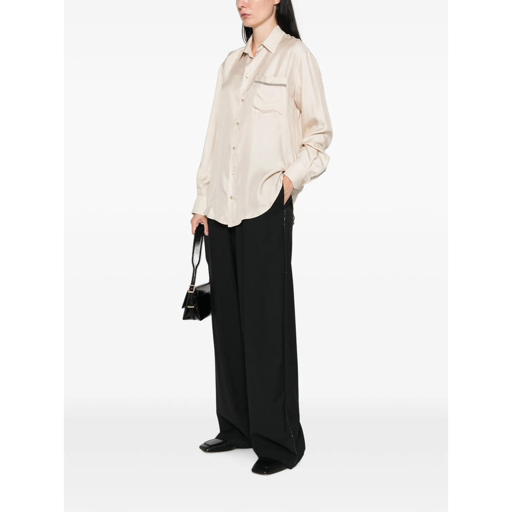 Beaded-Trim Pocket Shirt