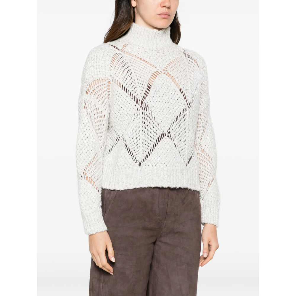 Open-Knit Sequin-Embellished Sweater