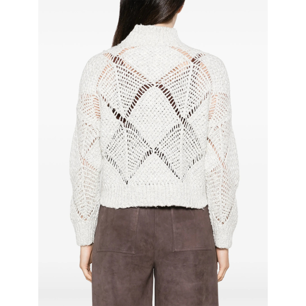 Open-Knit Sequin-Embellished Sweater