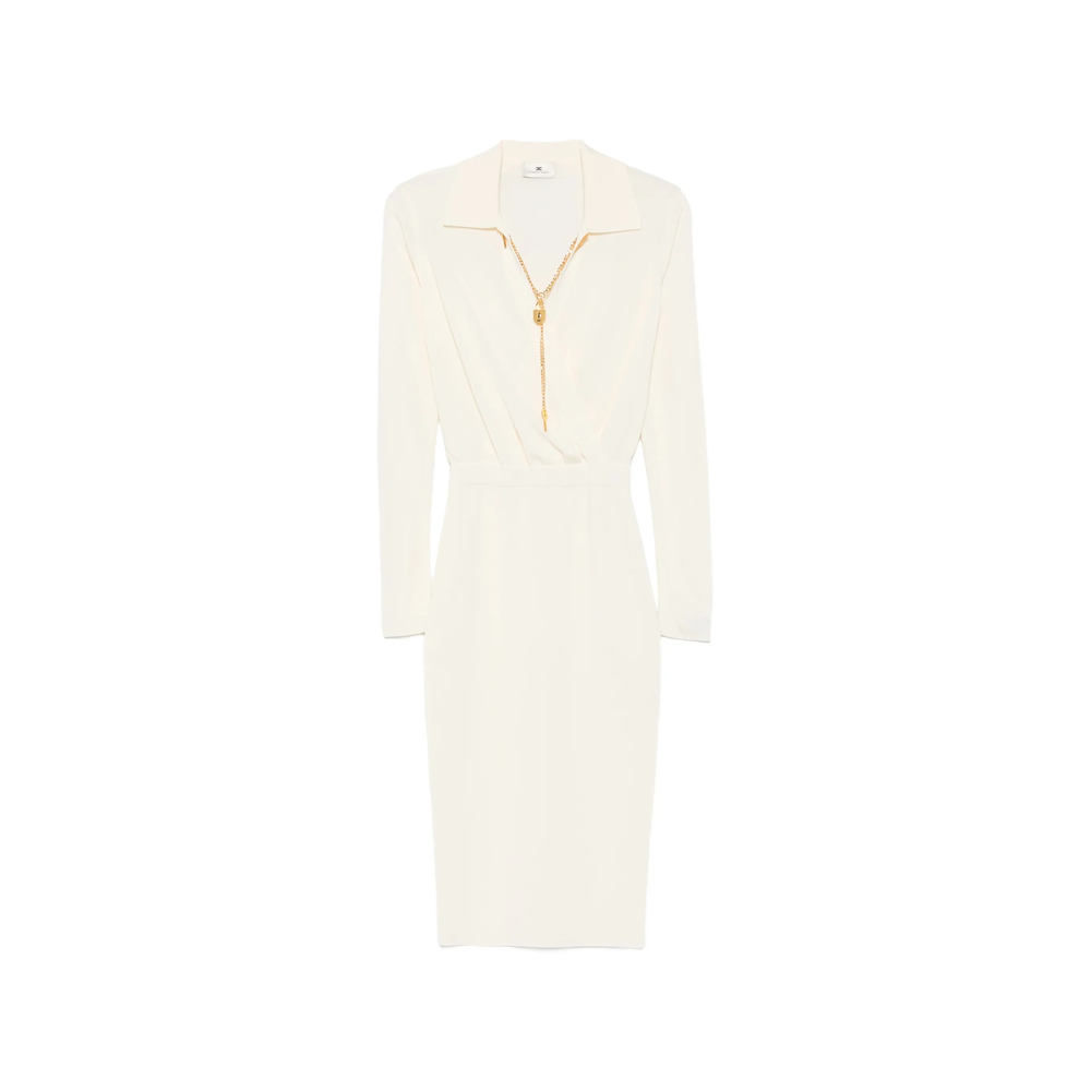 Elisabetta Franchi Padlock-detail Long-sleeve Midi Dress