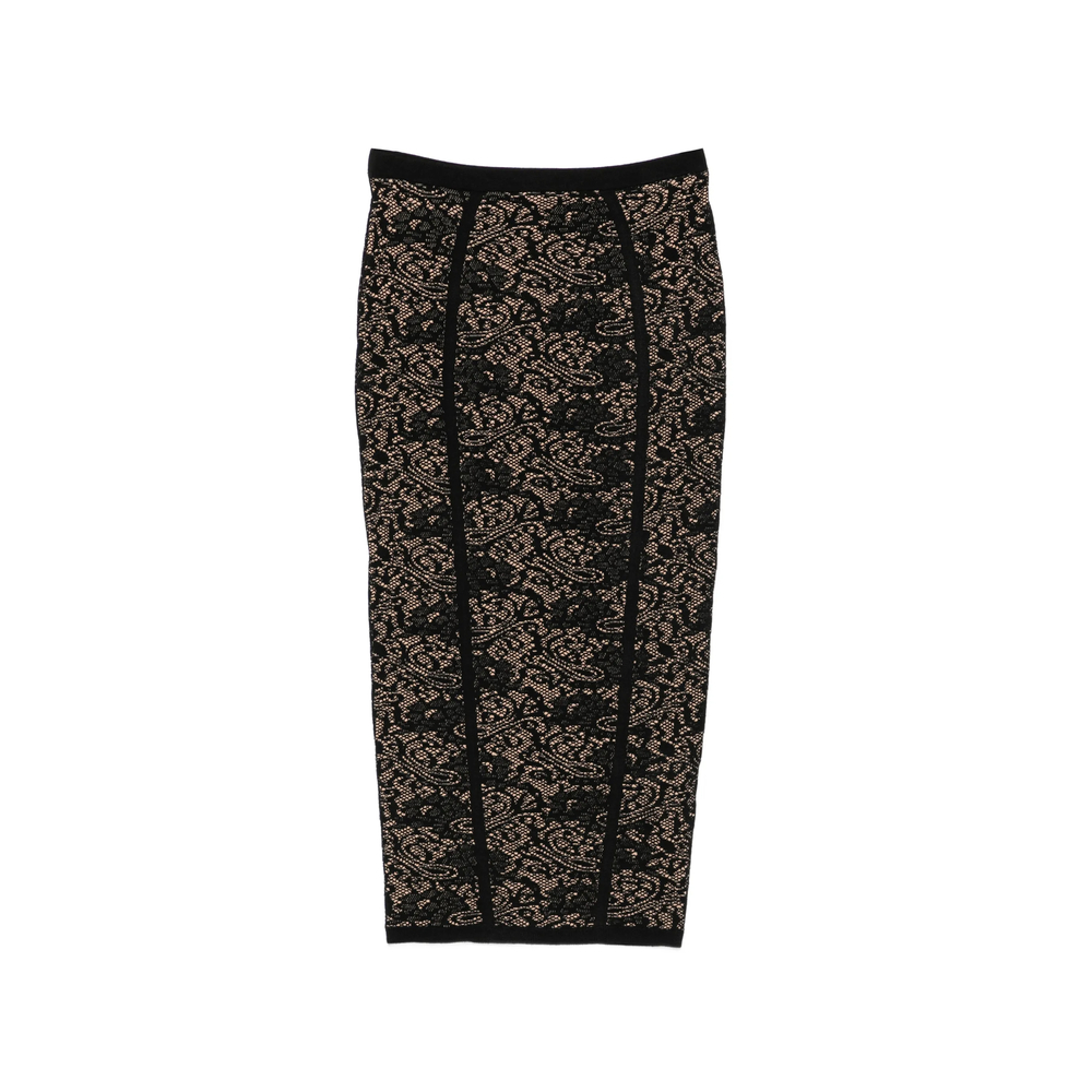 Elisabetta Franchi Logo-patterned Jacquard-knit Midi Skirt