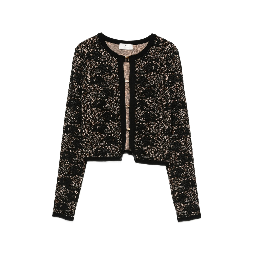 Elisabetta Franchi Lace-pattern Logo-plaque Sweater