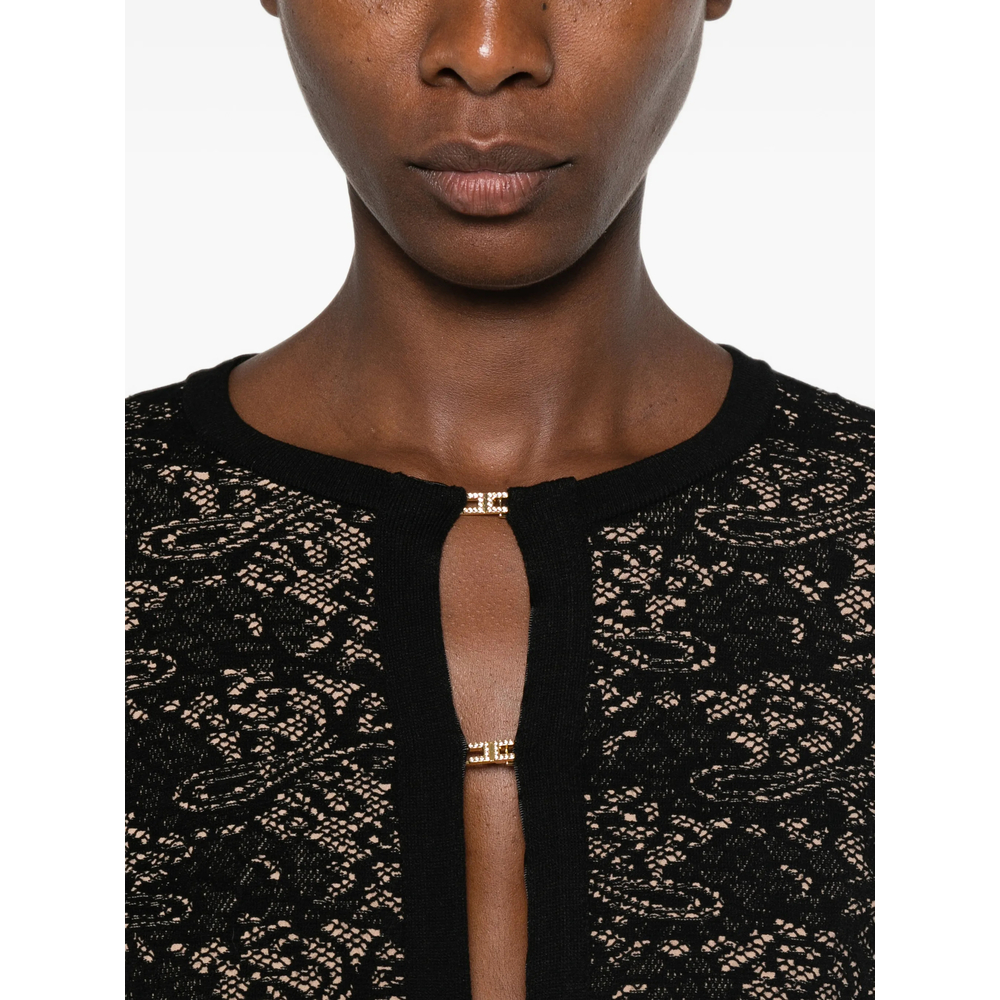 Lace-Pattern Logo-Plaque Sweater