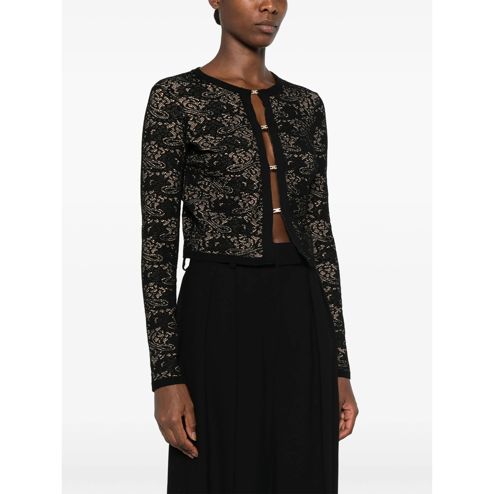 Lace-Pattern Logo-Plaque Sweater