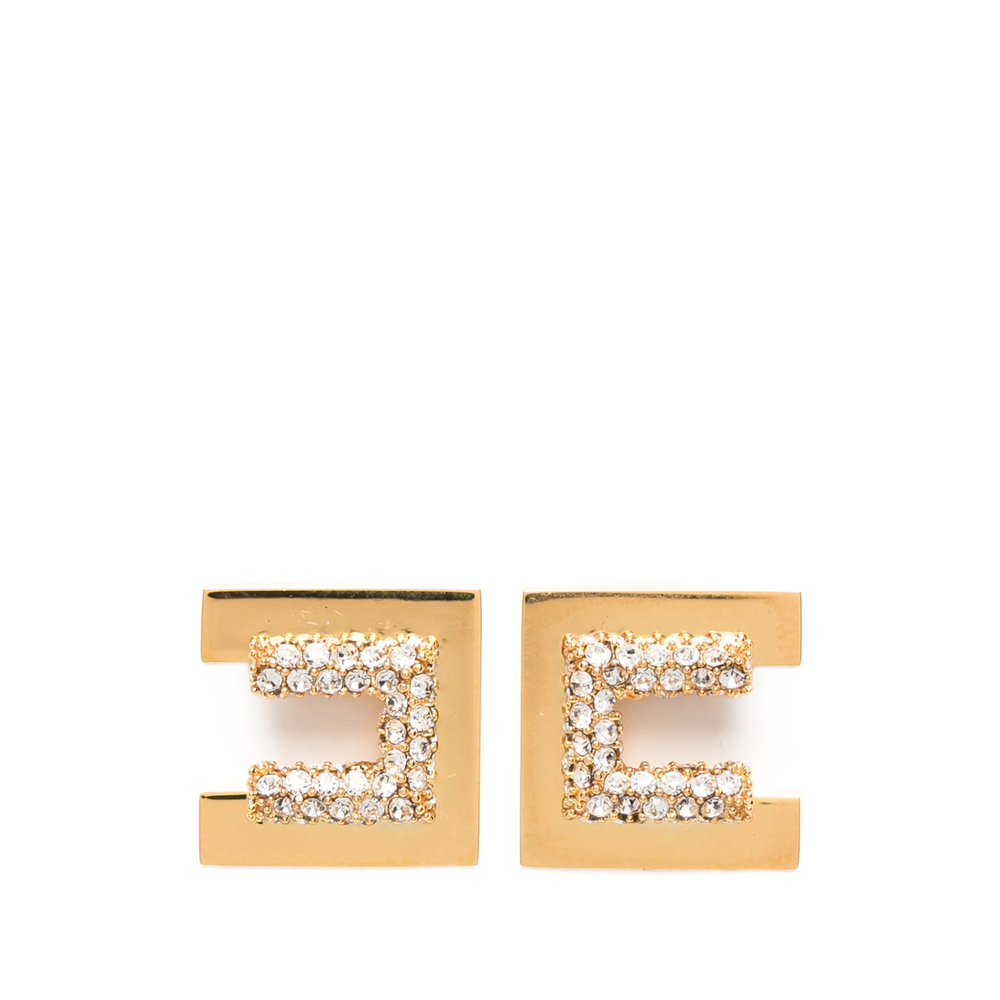 Elisabetta Franchi Earrings With Logo And Rhinestones