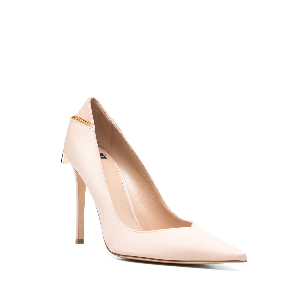 Zip-Detail Pointed-Toe Heeled Pumps
