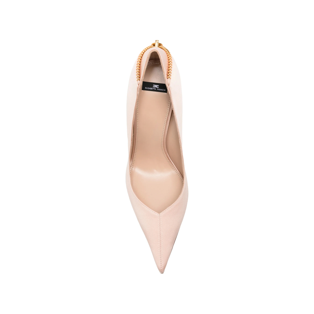 Zip-Detail Pointed-Toe Heeled Pumps