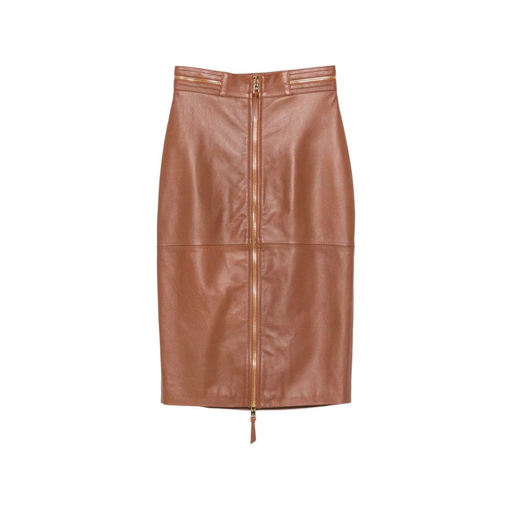 Elisabetta Franchi Leather Skirt With Zip