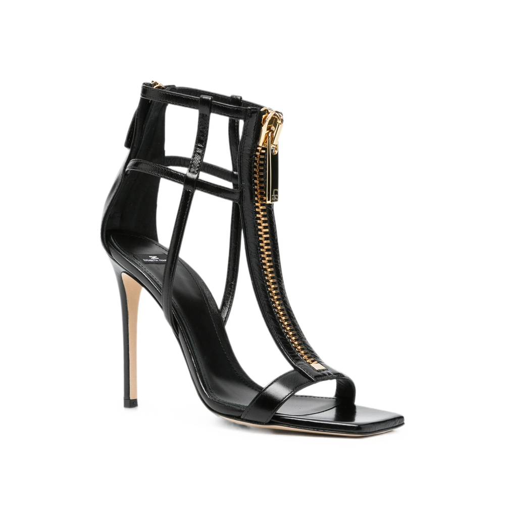 Zip-Detail Cage Sandals