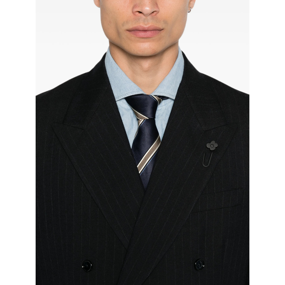 Pinstripe Double-Breasted Blazer