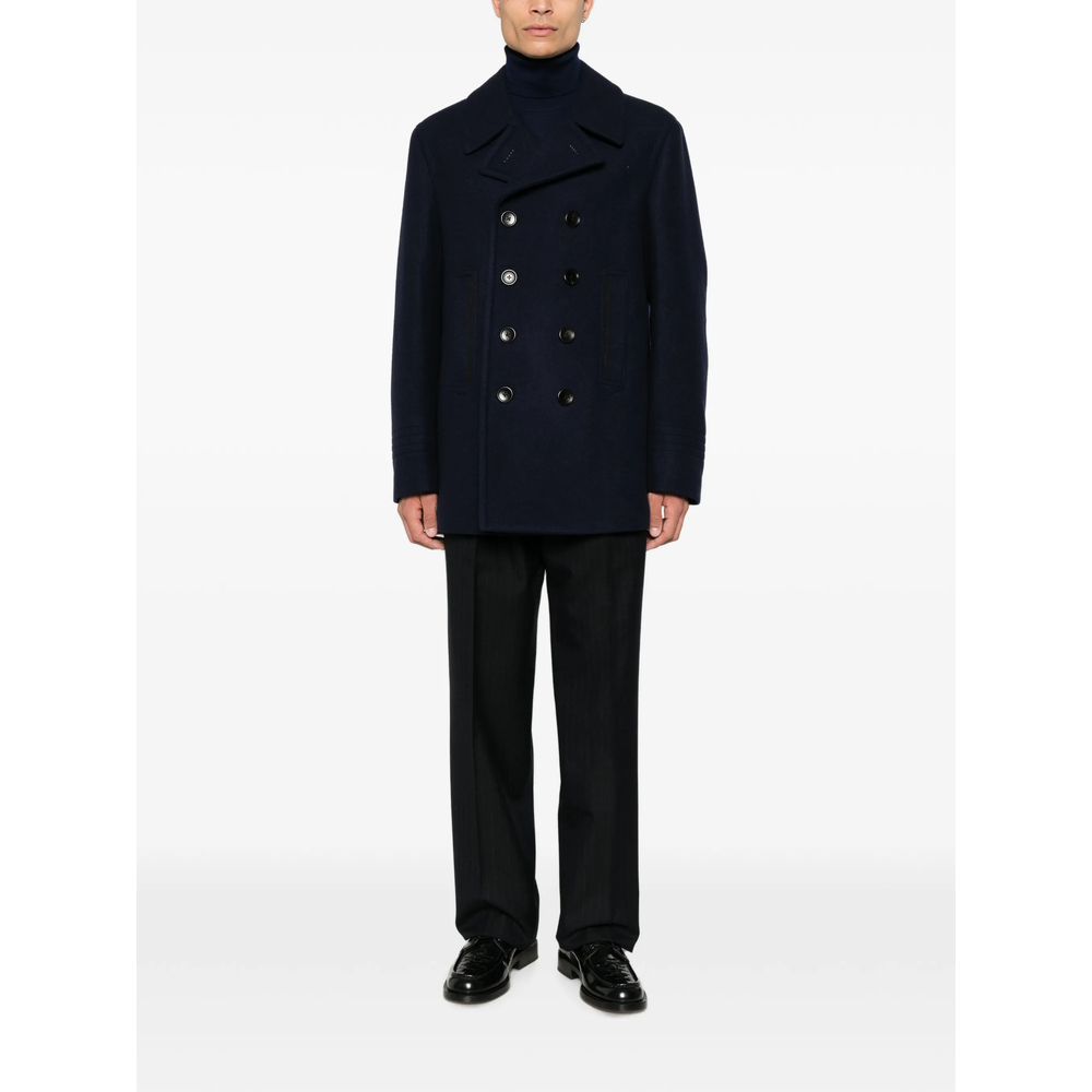 Pinstripe-Pattern Pleated Tailored Trousers