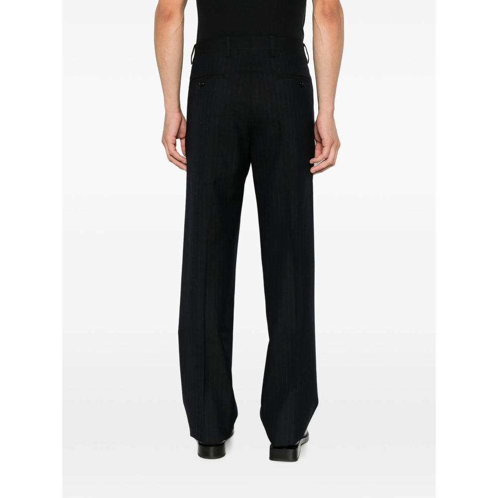 Pinstripe-Pattern Pleated Tailored Trousers