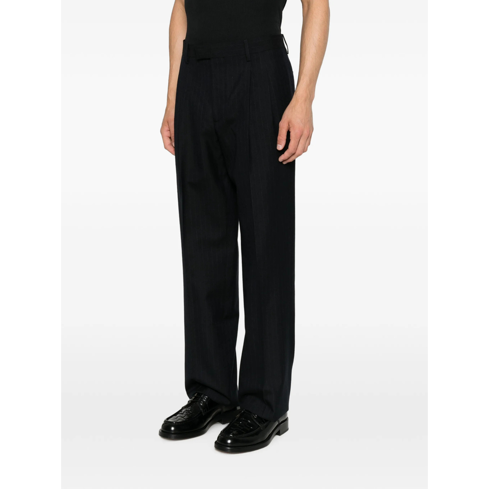 Pinstripe-Pattern Pleated Tailored Trousers