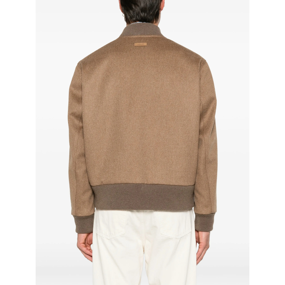Ribbed-Trim Zip-Fastening Jacket