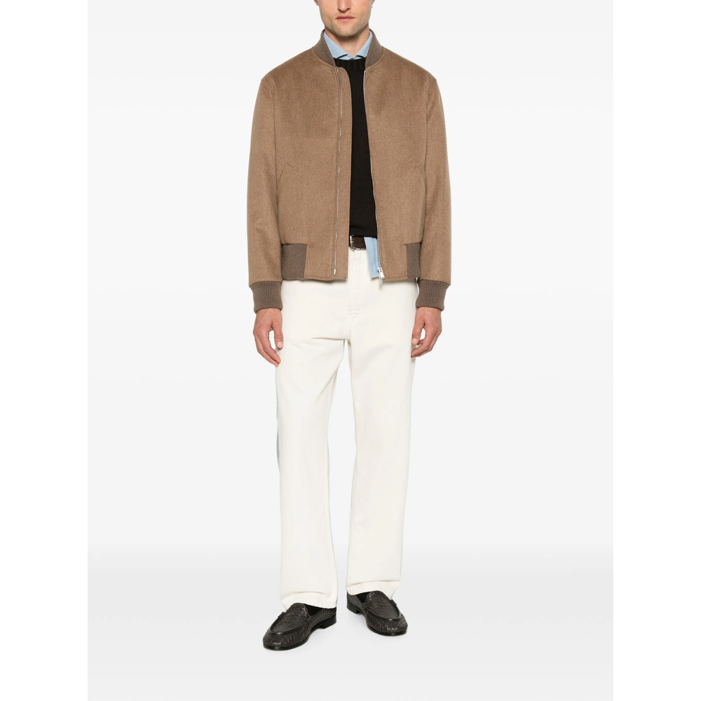 Ribbed-Trim Zip-Fastening Jacket