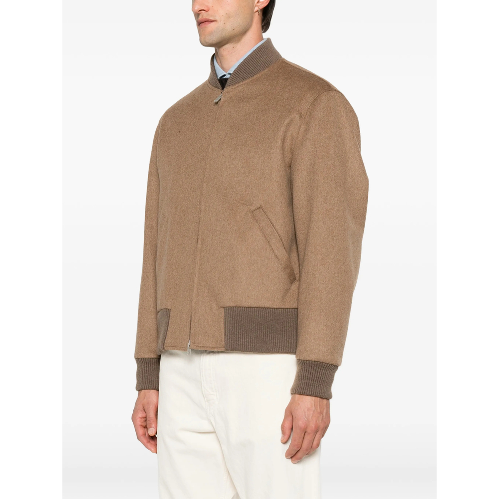 Ribbed-Trim Zip-Fastening Jacket
