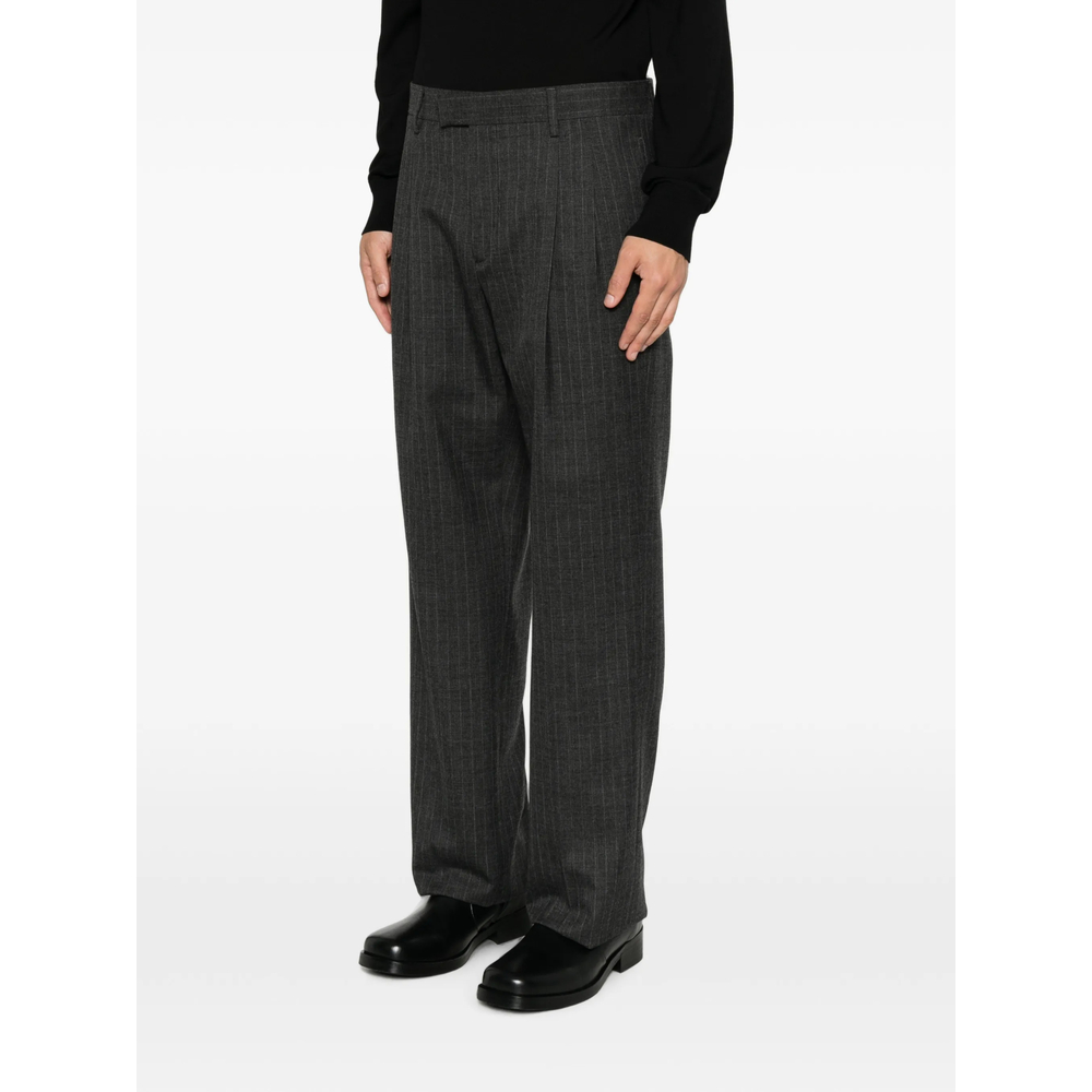Pinstripe Pleated-Design Trousers
