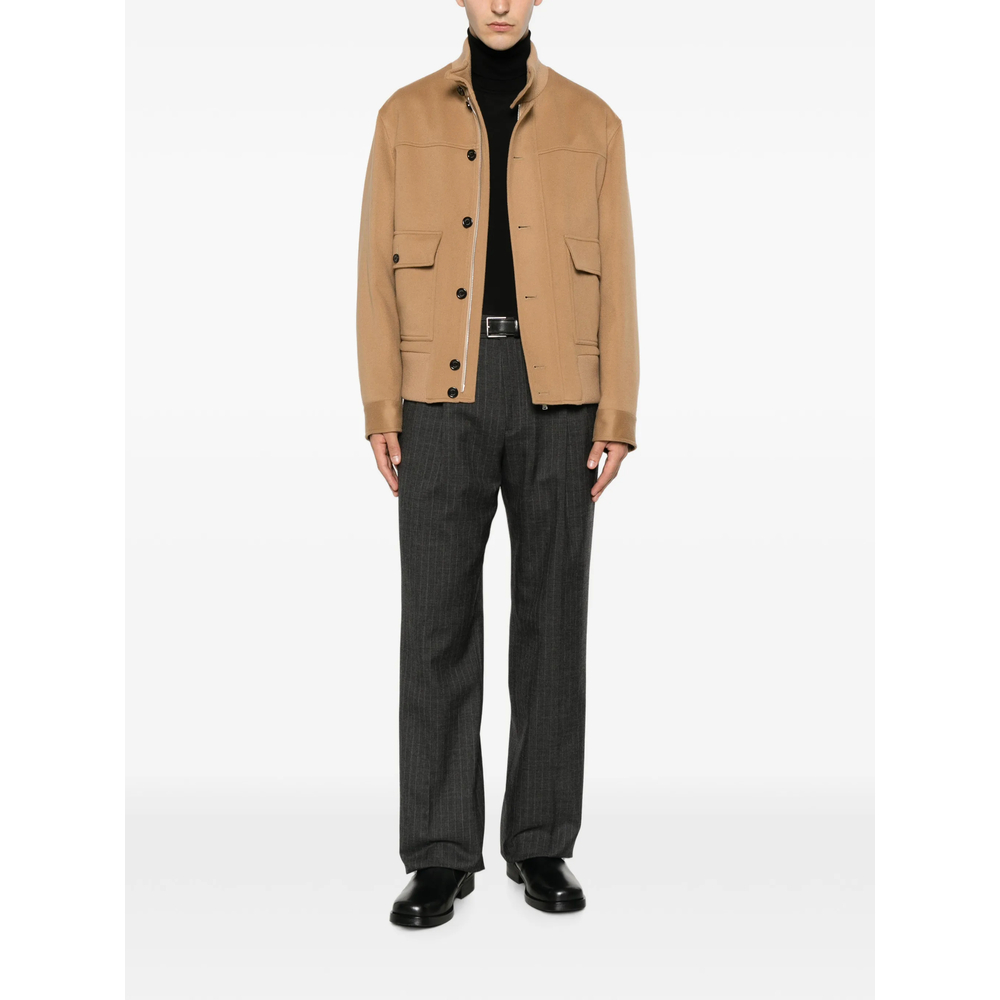 Pinstripe Pleated-Design Trousers