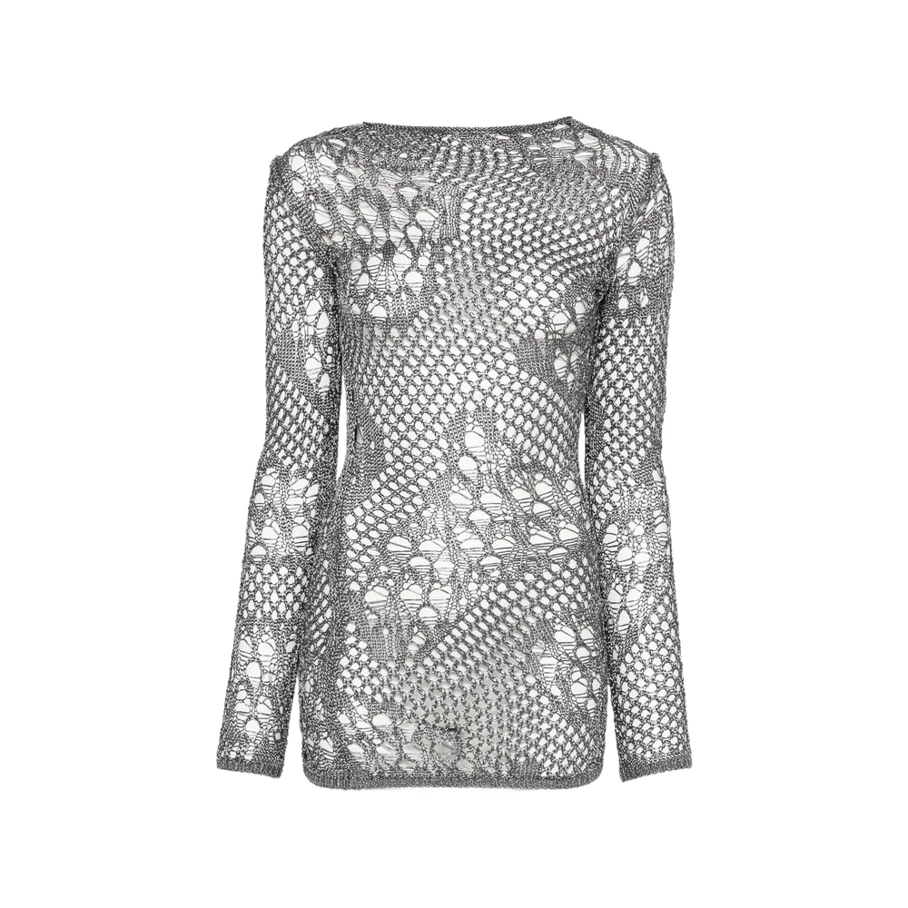 Dondup Distressed Open-knit Mini Dress