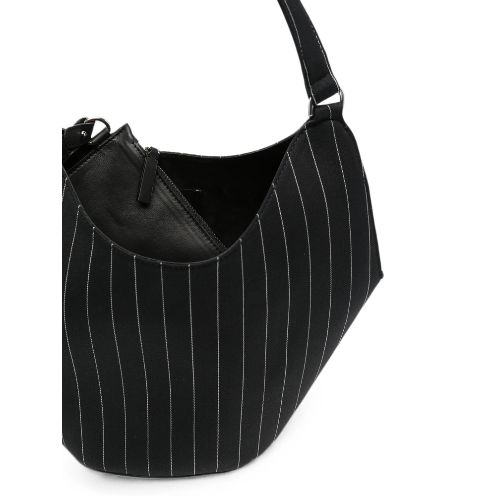 Pinstripe-Pattern Ring-Handle Tote Bag