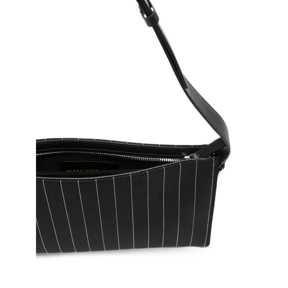 Pinstripe-Pattern Ring-Detail Tote Bag