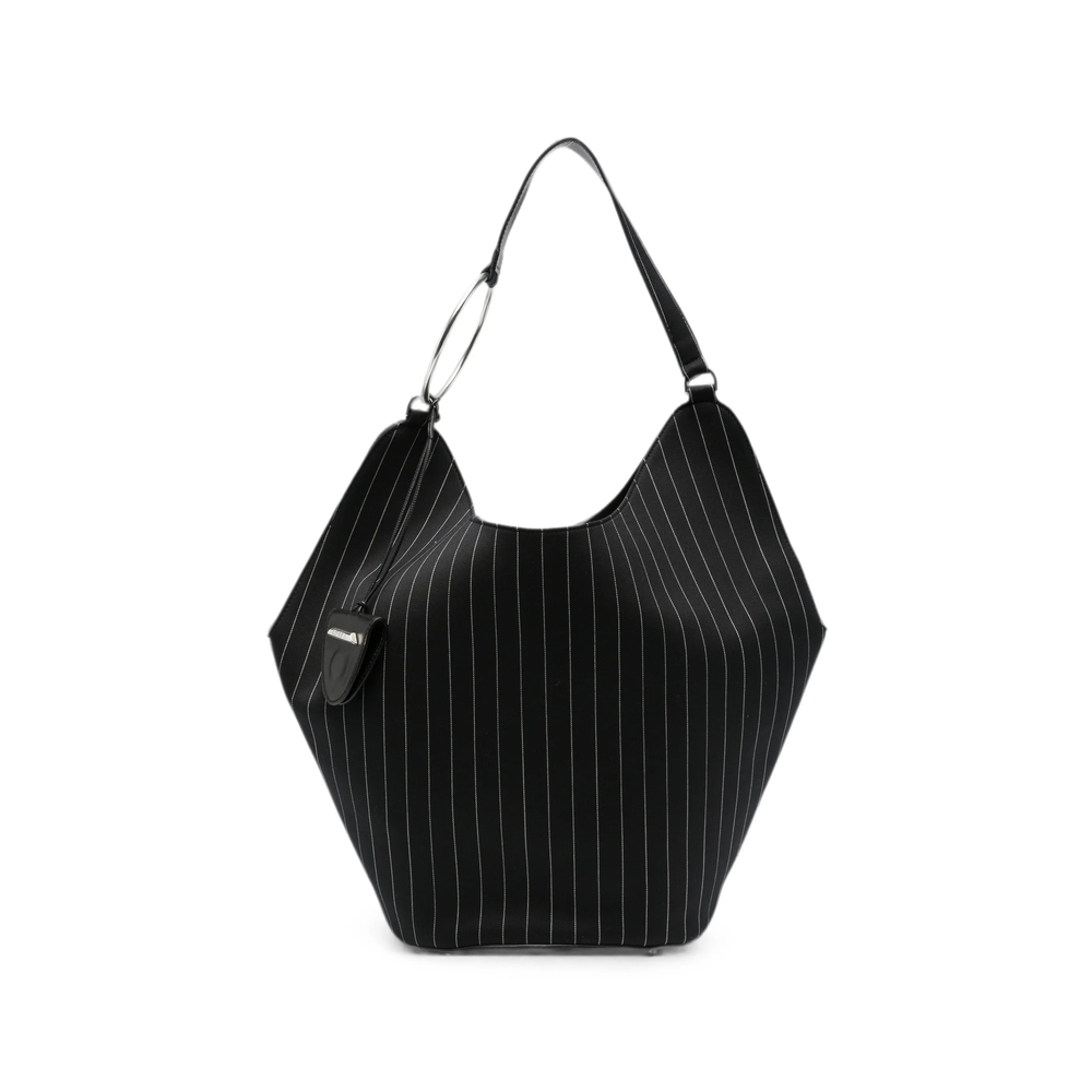 Dondup Pinstripe-pattern Ring-handle Tote Bag In Black