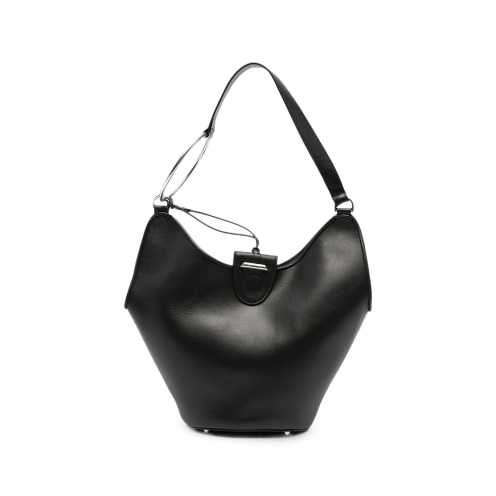Dondup Ring-detail Leather Shoulder Bag In Black