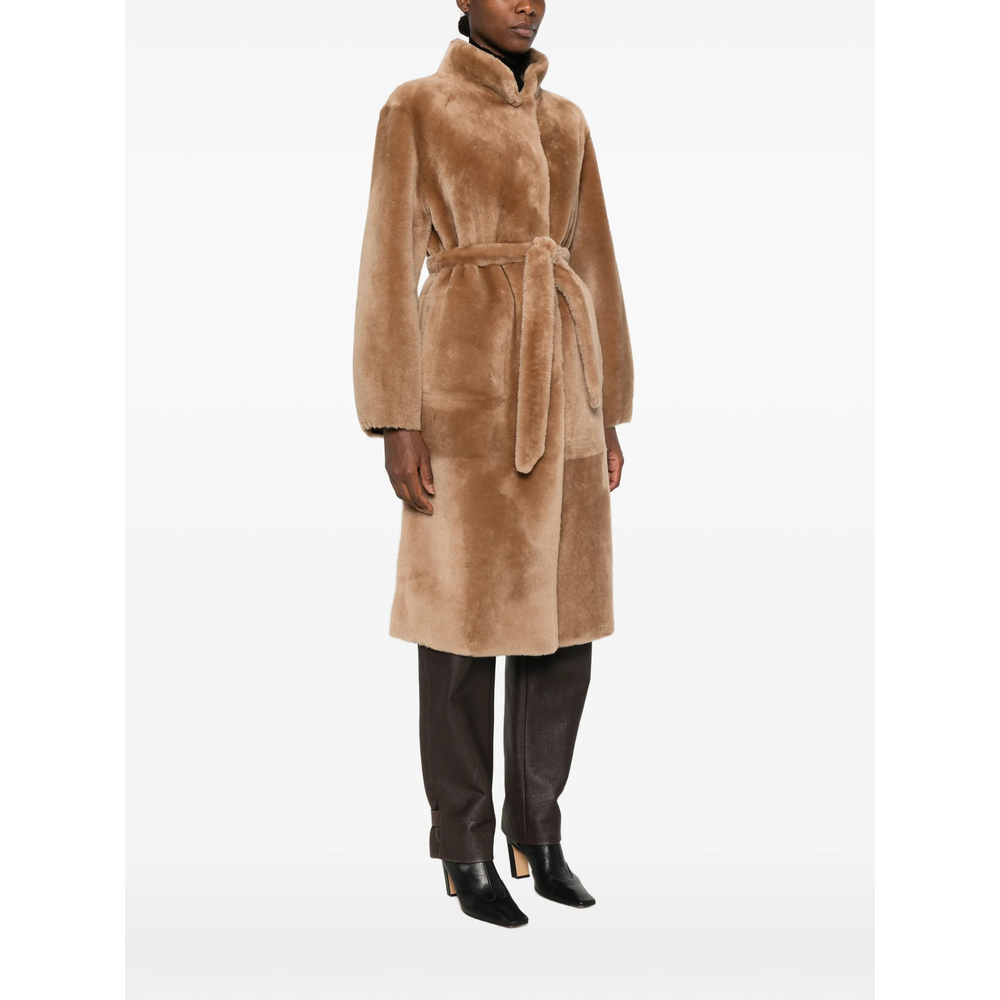 X Eraldo Belted Shearling Coat