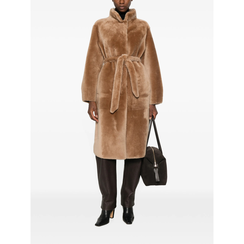 X Eraldo Belted Shearling Coat