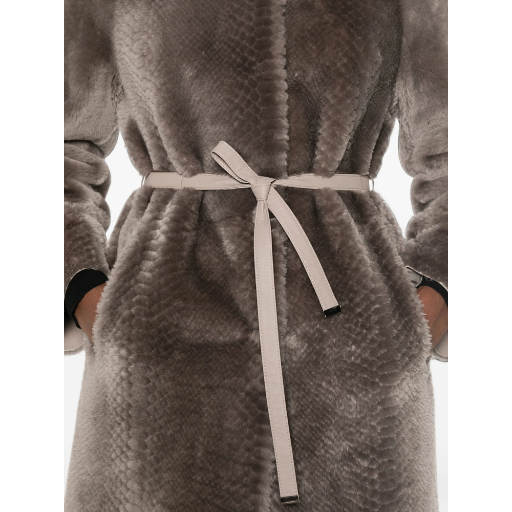 X Eraldo Belted Snake-Effect Coat