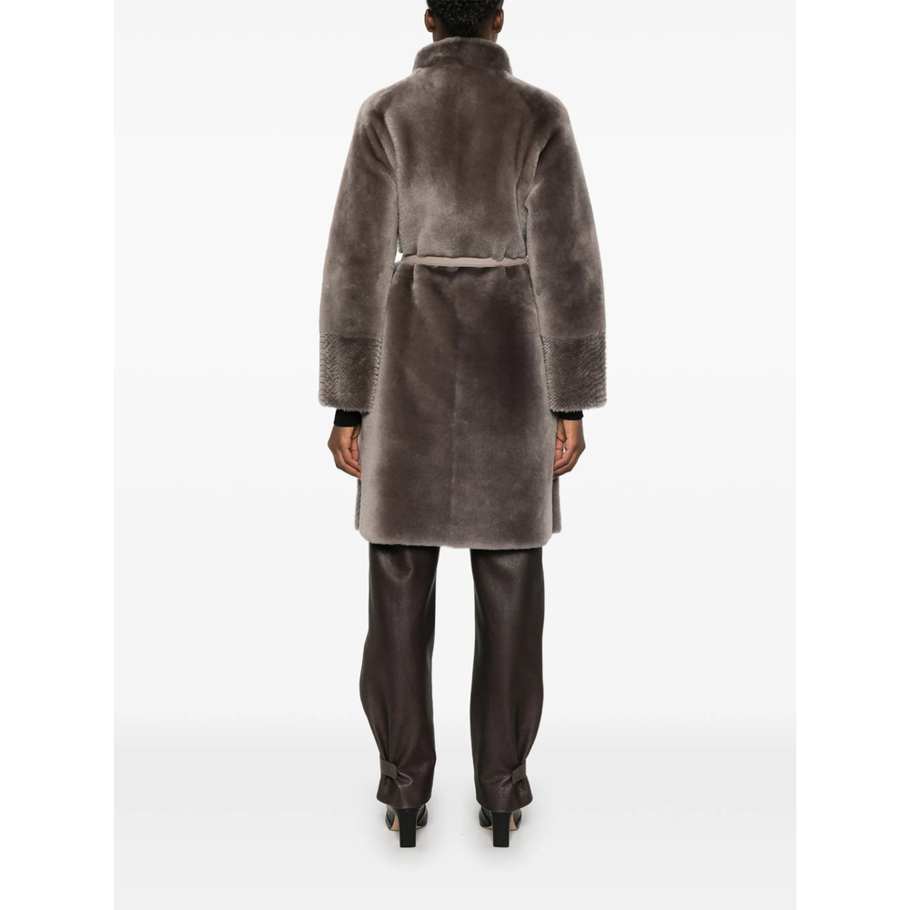 X Eraldo Belted Snake-Effect Coat